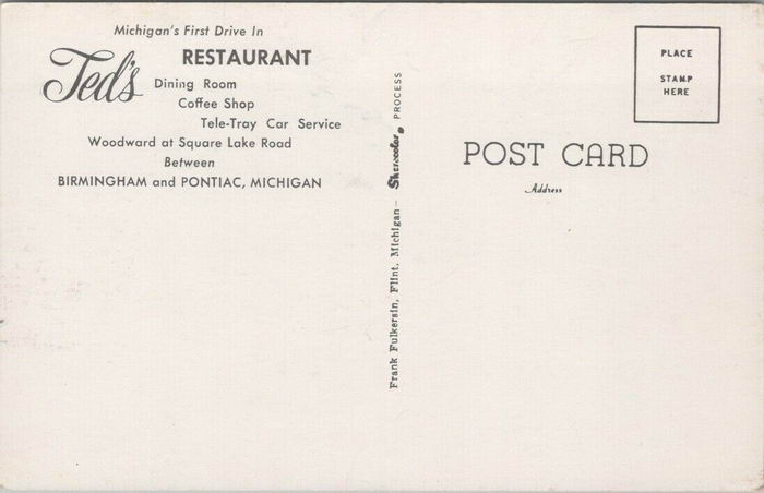 Teds Drive-In (Teds Trailer) - Old Postcard